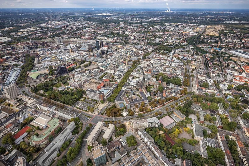 Aerial view, Wallring of the city in Dortmund, Ruhr area, North Rhine-Westphalia, Germany, City, DE, Dortmund, Europe, city centre, aerial view, aerial photography, aerial photography, townscape, city area, city centre, overview, bird's eye view, Wallstraßen, birds-eyes view, overview