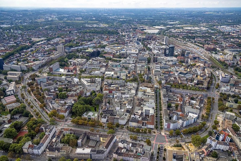 Aerial view, Wallring of the city in Dortmund, Ruhr area, North Rhine-Westphalia, Germany, City, DE, Dortmund, Europe, city centre, aerial view, aerial photography, aerial photography, townscape, city area, city centre, overview, bird's eye view, Wallstraßen, birds-eyes view, overview