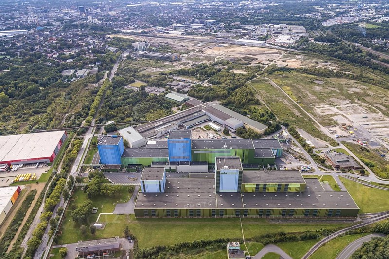 Aerial view, thyssenkrupp Steel Europe AG - FBA 10 on the site of the old Westfalenhütte in the Borsigplatz district of Dortmund, Ruhr area, North Rhine-Westphalia, Germany, DE, Dortmund, Europe, commercial enterprises, commercial area, commercial site, commercial use, industrial area, industrial building, industrial site, aerial photograph, aerial photography, aerial photography, overview, bird's-eye view, bird's-eye view, overview