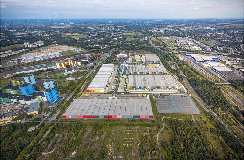 Aerial view, Amazon Logistics Dortmund DTM2 in the district Borsigplatz in Dortmund, Ruhr area, North Rhine-Westphalia, Germany, DE, Dortmund, Europe, commercial enterprises, commercial area, commercial area, commercial location, commercial use, industrial area, industrial location, logistics, logistics service, logistics service provider, logistics provider, logistics centre, aerial view, aerial photography, aerial photography, transport service, overview, bird's eye view, birds-eyes view, overview