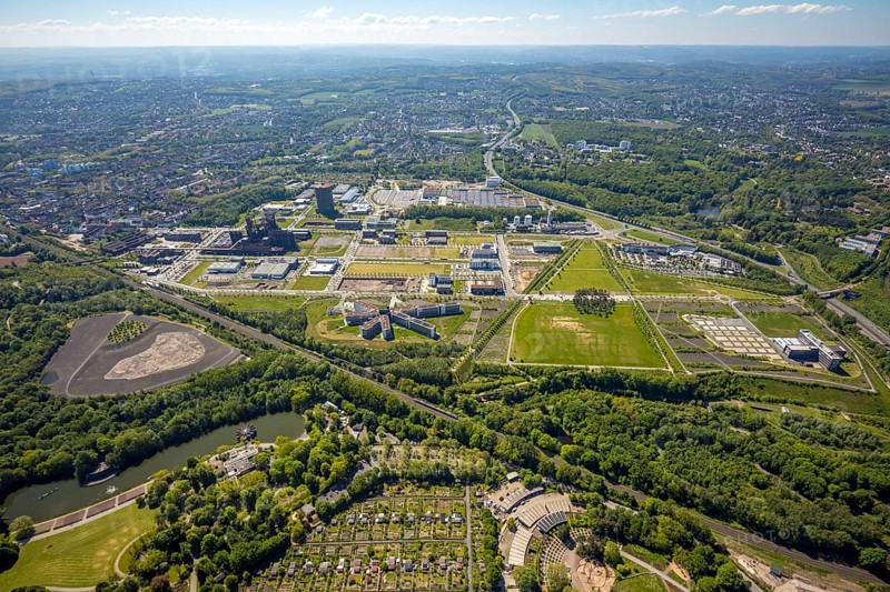 Aerial view, Phönix-West industrial estate and recreation area, Hörde, Dortmund, Ruhr area, North Rhine-Westphalia, Germany, DE, Europe, aerial view, aerial photography, aerial photography, overview, bird's-eye view, birds-eyes view, former blast furnace plant, overview