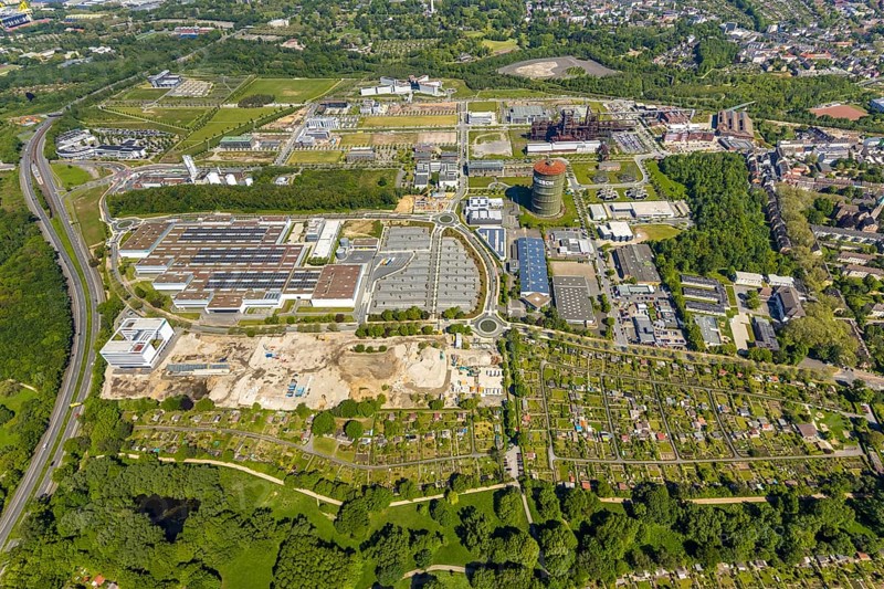 Aerial view, Phönix-West industrial estate and recreation area, Hörde, Dortmund, Ruhr area, North Rhine-Westphalia, Germany, DE, Europe, aerial view, aerial photography, aerial photography, overview, bird's-eye view, birds-eyes view, former blast furnace plant, overview
