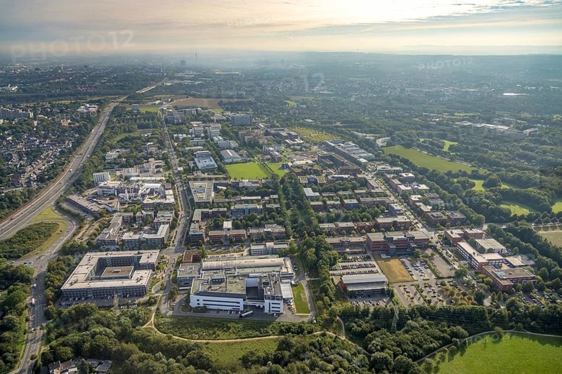 Aerial view, Dortmund University of Technology and Dortmund University of Applied Sciences and Arts in the Eichlinghofen district of Dortmund, Ruhr area, North Rhine-Westphalia, Germany, DE, Dortmund, Europe, distant view, aerial view, aerial photography, aerial photography, overview, university, bird's-eye view, bird's-eye view, overview, Dortmund Technology Park