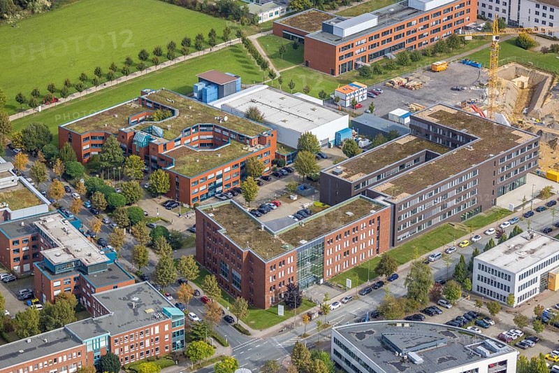 Aerial view of TZDO - TechnologieZentrumDortmund GmbH, Technische Universität Dortmund Campus Nord and the Faculty of Computer Science at Otto-cock-Straße in the district Eichlinghofen in Dortmund, Ruhr area, North Rhine-Westphalia, Germany, education, educational institution, Campus Nord, DE, Dortmund, Europe, aerial view, aerial photograph, aerial photography, aerial photography, TU Dortmund, Technische Universität Dortmund, overview, University of Dortmund, bird's eye view, birds-eyes view, overview