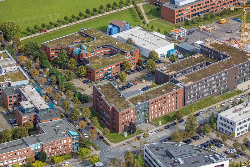 Aerial view of TZDO - TechnologieZentrumDortmund GmbH, Technische Universität Dortmund Campus Nord and the Faculty of Computer Science at Otto-cock-Straße in the district Eichlinghofen in Dortmund, Ruhr area, North Rhine-Westphalia, Germany, education, educational institution, Campus Nord, DE, Dortmund, Europe, aerial view, aerial photograph, aerial photography, aerial photography, TU Dortmund, Technische Universität Dortmund, overview, University of Dortmund, bird's eye view, birds-eyes view, overview