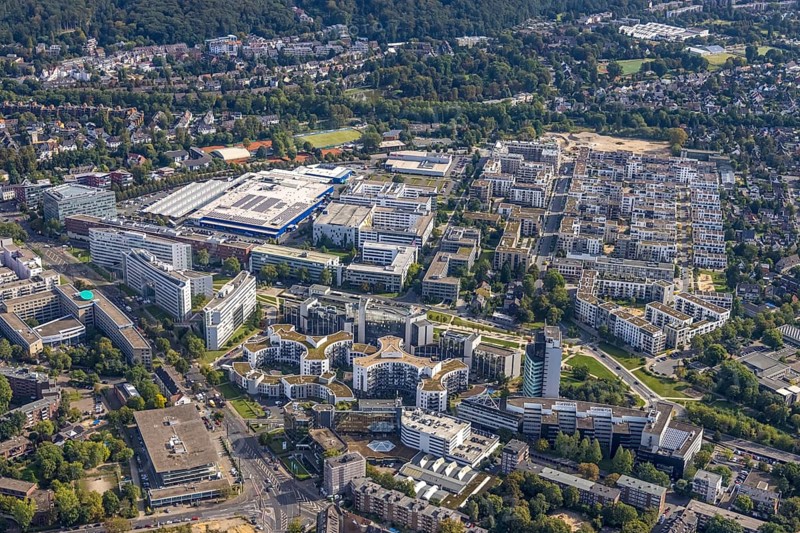 Aerial view of the future METRO campus in Düsseldorf Flingern at METROstraße 1, Flingern, Düsseldorf, Rhineland, North Rhine-Westphalia, Germany, DE, Europe, aerial photograph, birds-eyes view, aerial photography, aerial photography, overview, bird's eye view