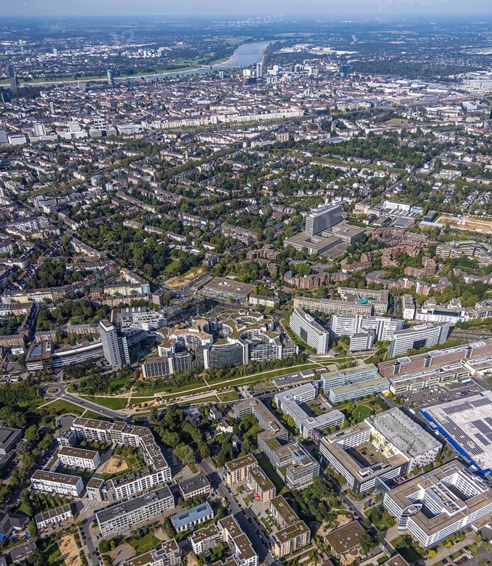 Aerial view of the future METRO campus in Düsseldorf Flingern at METROstraße 1, Flingern, Düsseldorf, Rhineland, North Rhine-Westphalia, Germany, DE, Europe, aerial photograph, birds-eyes view, aerial photography, aerial photography, overview, bird's eye view