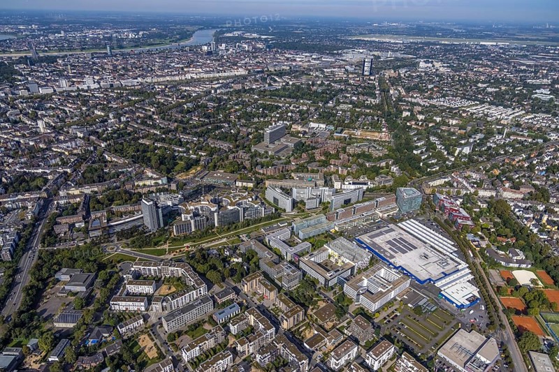 Aerial view of the future METRO campus in Düsseldorf Flingern at METROstraße 1, Flingern, Düsseldorf, Rhineland, North Rhine-Westphalia, Germany, DE, Europe, aerial photograph, birds-eyes view, aerial photography, aerial photography, overview, bird's eye view