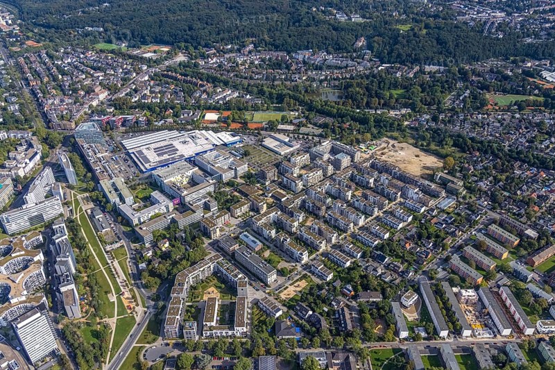 Aerial view of the future METRO campus in Düsseldorf Flingern at METROstraße 1, Flingern, Düsseldorf, Rhineland, North Rhine-Westphalia, Germany, DE, Europe, aerial photograph, birds-eyes view, aerial photography, aerial photography, overview, bird's eye view