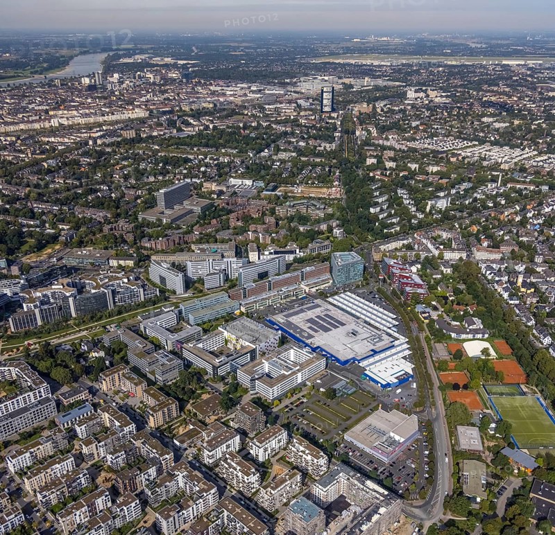 Aerial view of the future METRO campus in Düsseldorf Flingern at METROstraße 1, Flingern, Düsseldorf, Rhineland, North Rhine-Westphalia, Germany, DE, Europe, aerial photograph, birds-eyes view, aerial photography, aerial photography, overview, bird's eye view