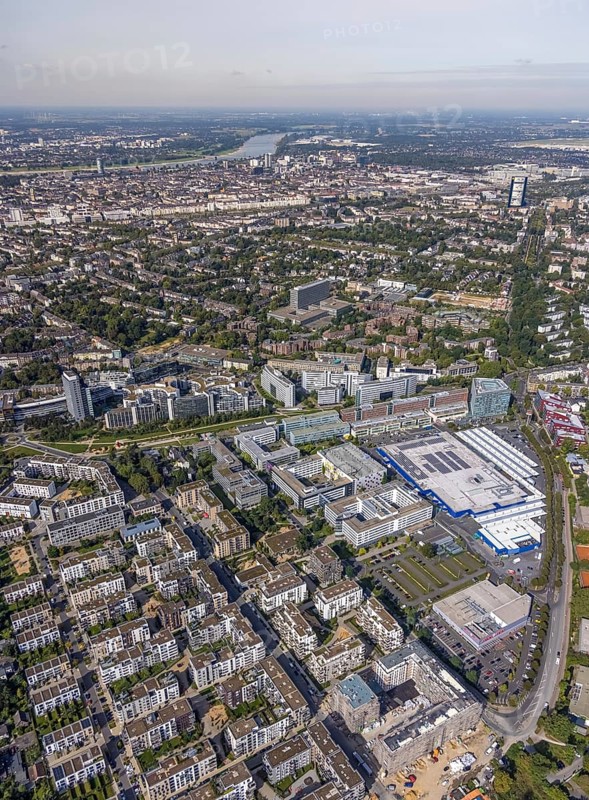 Aerial view of the future METRO campus in Düsseldorf Flingern at METROstraße 1, Flingern, Düsseldorf, Rhineland, North Rhine-Westphalia, Germany, DE, Europe, aerial photograph, birds-eyes view, aerial photography, aerial photography, overview, bird's eye view