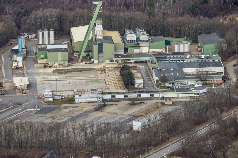 Aerial view, winding tower former Prosper V mine shaft 10, Alter Postweg, Bottrop-Kirchhellen, Ruhr area, North Rhine-Westphalia, Germany, mine, DE, Europe, winding tower, aerial view, aerial photography, aerial photography, RAG, coal mine, tower, overview, bird's-eye view, overview