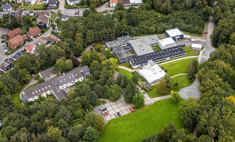 Aerial view, Specialist hospital Homborn and short-stay home Homborn in the district Zurstraße in Breckerfeld, Sauerland, North Rhine-Westphalia, Germany, Breckerfeld, DE, Europe, Healthcare, Hospital, Infirmary, Hospital, Aerial view, Aerial photography, Aerial photography, Medical facility, Medical aid, Overview, Bird's-eye view, overview, Medical care