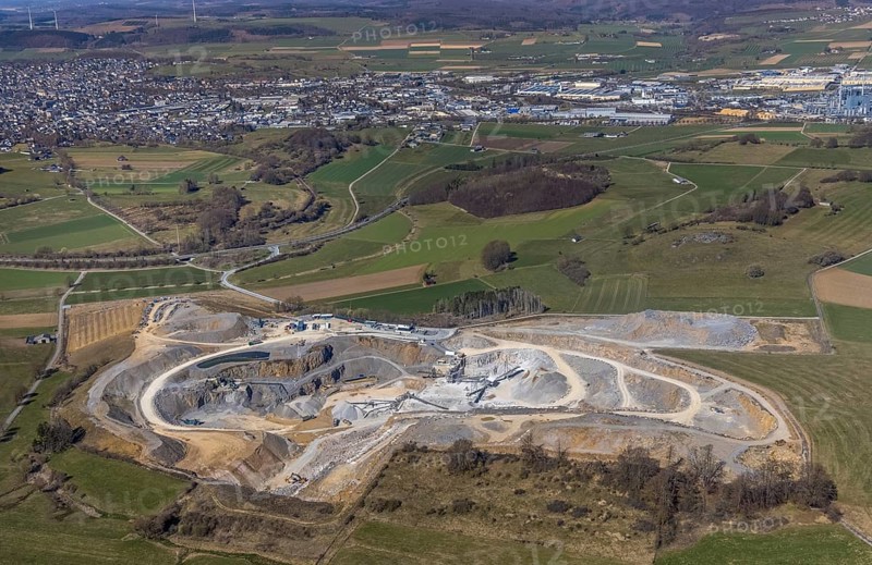 Aerial photograph, Galmeistraße quarry at the Müllstein nature reserve, Brilon, Sauerland, North Rhine-Westphalia, Germany, DE, Europe, hilly landscape, landscape, landscape conservation area, aerial photograph, aerial photography, aerial protection, nature reserve, Müllstein nature reserve, Tettler nature reserve, quarry, overview, bird's-eye view, forest area, birds-eyes view, overview