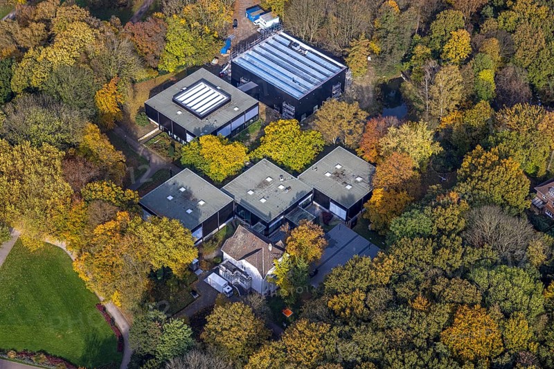 Aerial view, Josef Albers Museum Quadrat im Stadtgarten im Stadtteil Süd-West in Bottrop, Ruhr area, North Rhine-Westphalia, Germany, Bottrop, DE, Europe, aerial view, aerial photography, aerial photography, museum, overview, bird's eye view, birds-eyes view, overview