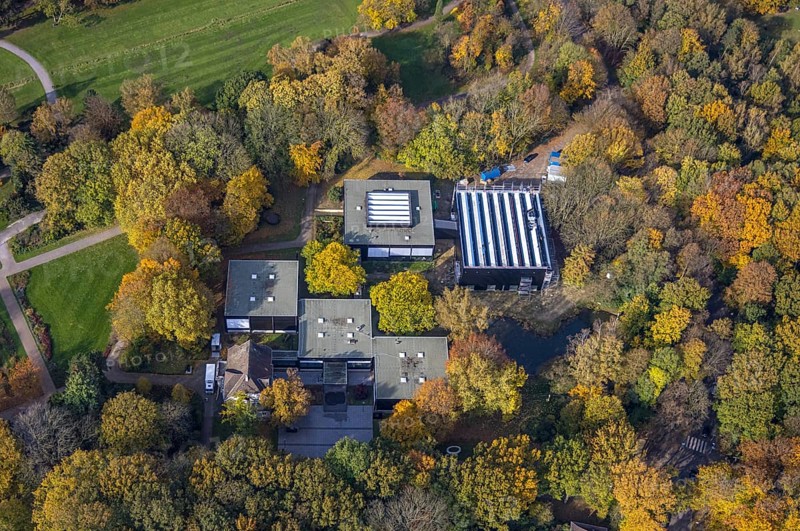 Aerial view, Josef Albers Museum Quadrat im Stadtgarten im Stadtteil Süd-West in Bottrop, Ruhr area, North Rhine-Westphalia, Germany, Bottrop, DE, Europe, aerial view, aerial photography, aerial photography, museum, overview, bird's eye view, birds-eyes view, overview