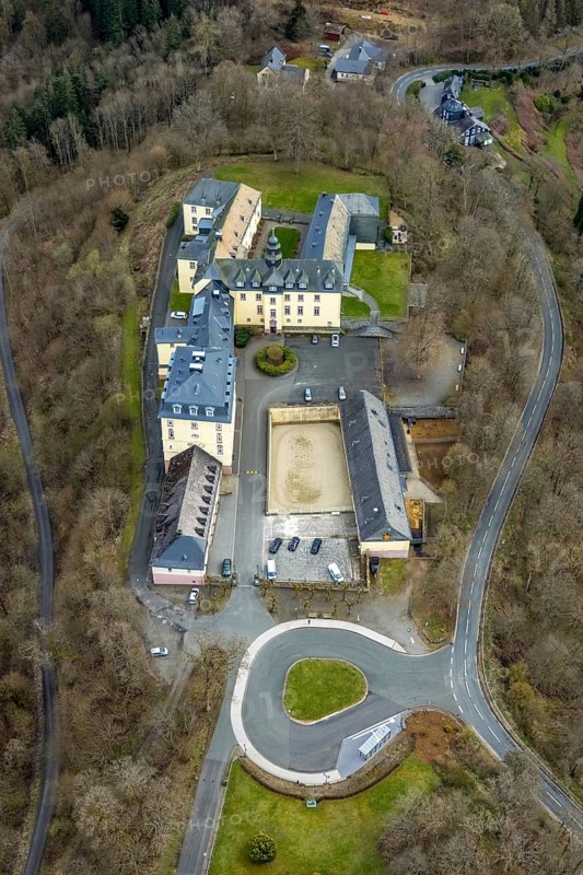 Aerial view, Wittgenstein Castle, Wittgenstein-Kunst, Bad Laasphe, Siegerland, North Rhine-Westphalia, Germany, castle, DE, Europe, aerial view, aerial photography, aerial photography, castle, overview, bird's-eye view, overview