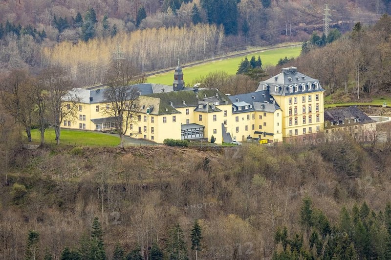 Aerial view, Wittgenstein Castle, Wittgenstein-Kunst, Bad Laasphe, Siegerland, North Rhine-Westphalia, Germany, castle, DE, Europe, aerial view, aerial photography, aerial photography, castle, overview, bird's-eye view, overview