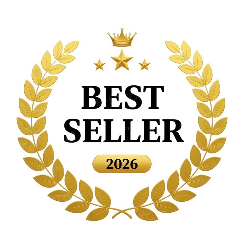 This image features a 'Best Seller' emblem with a laurel wreath, stars, and a crown, symbolizing achievement and excellence, AI generated