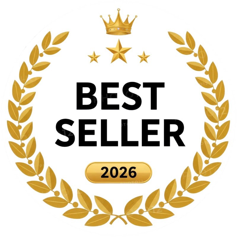 This image features a best seller badge with a golden crown, stars, and laurel wreath, indicating top product status, AI generated