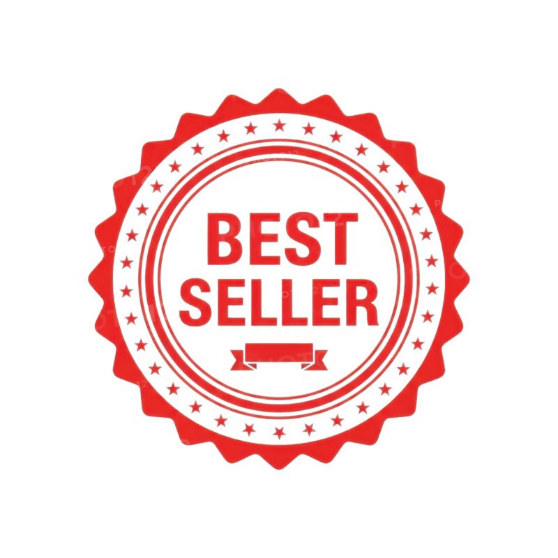 A red and white best seller badge, perfect for highlighting top products or promotions. This graphic is ideal for e-commerce and marketing materials, AI generated