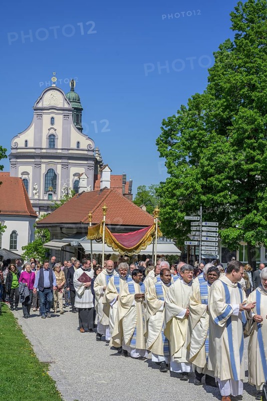 Procession on 1 May from the Papal Basilica of St. Anna, Altötting, Bavaria, Germany