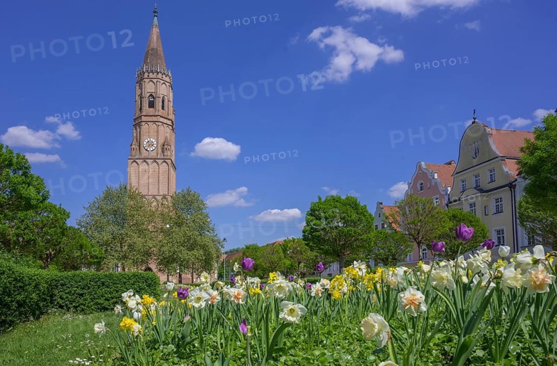 St Jodok's Park and Church, Landshut, Bavaria, Germany
