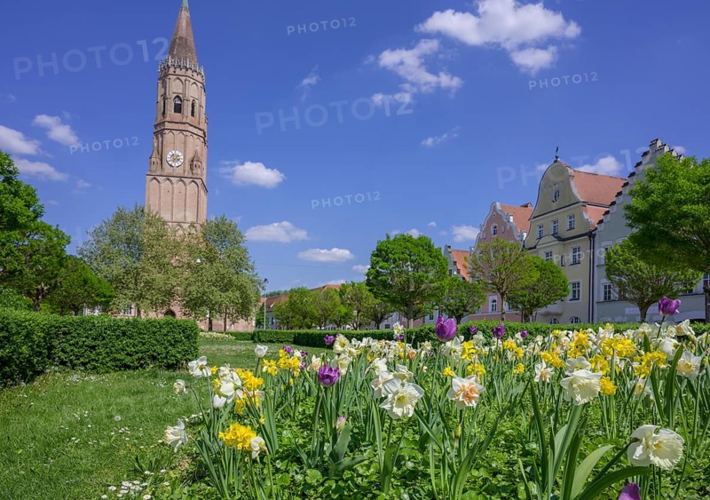 St Jodok's Park and Church, Landshut, Bavaria, Germany