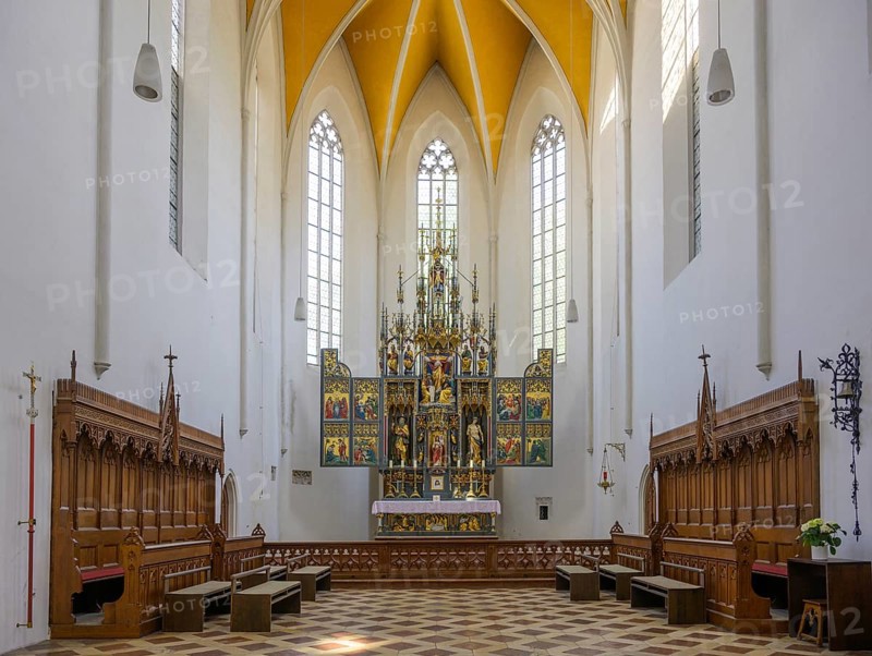 Interior view of St Jodok's Church, Landshut, Bavaria, Germany
