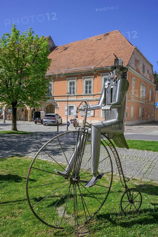 Metal figure on penny-farthing, Bad Radkersburg, Styria, Austria