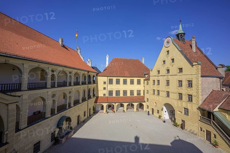 View of the inner courtyard of Trausnitz Castle, Landshut, Bavaria, Germany