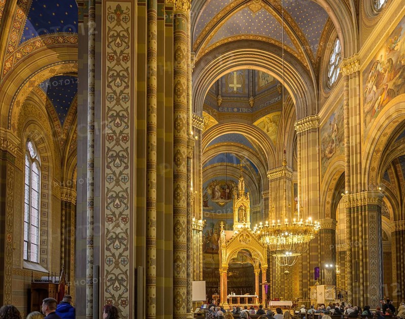 Interior view of the Cathedral of St Petra during a mass, Ðakovo, Osijek-Baranja County, Croatia