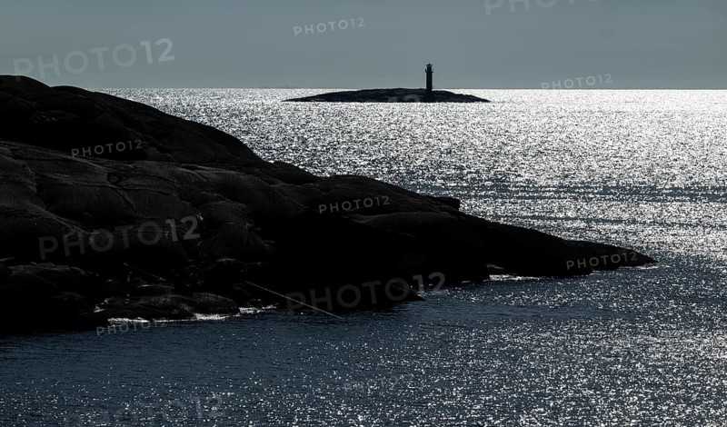 Island with a lighthouse, archipelago, rocky coast, Ramsvik, nature reserve Ramsviklandet, Bohuslän, Skagerrak, Sotenäs, Västra Götalands län, Sweden