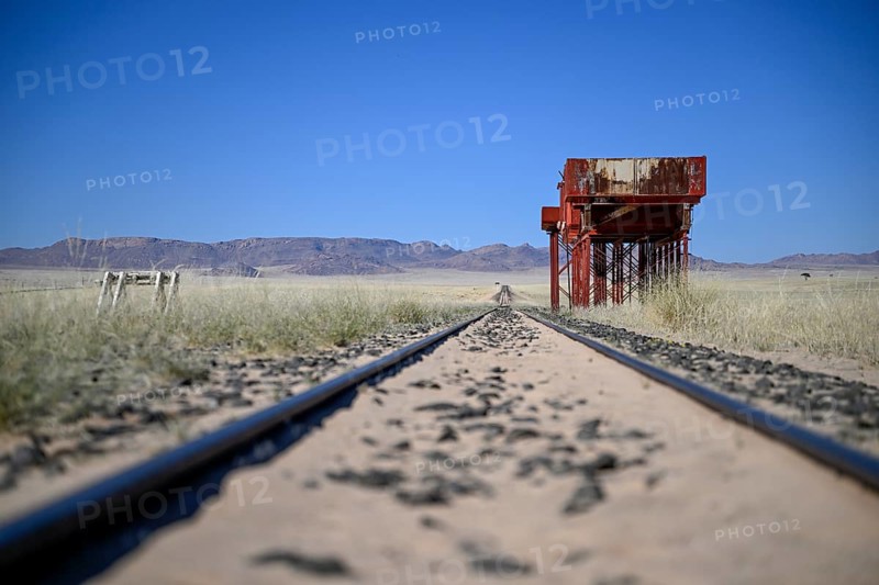 Railway tracks at the old German railway station of Garub, near Aus, Karas Region, Namibia