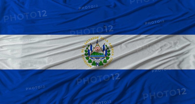 Salvadoran flag waving. Flag of El Salvador with cloth texture