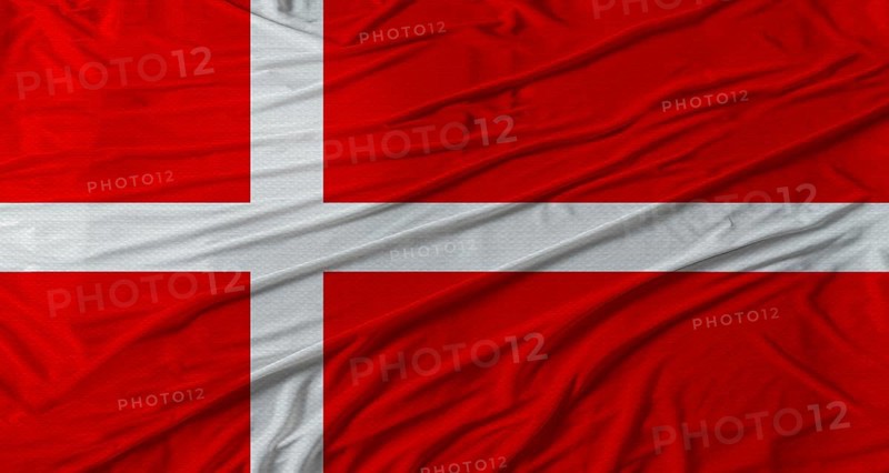 Danish flag waving. Flag of Denmark with cloth texture