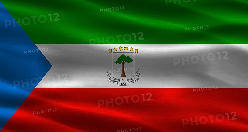 Equatorial Guinea flag with fabric texture. Realistic flag of Equatorial Guinea waving