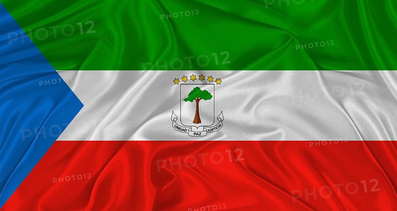 Flag of Equatorial Guinea with cloth texture. Close up of Equatorial Guinea flag waving