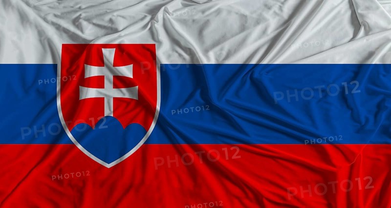 Slovak flag with fabric texture background. National flag of Slovakia