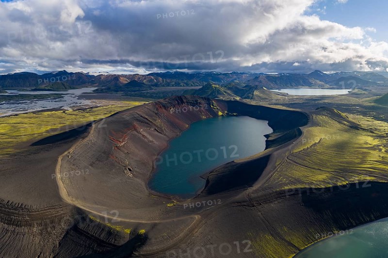 Crater lake Ljótipollur, Landmannalaugar, Icelandic Highlands, Iceland