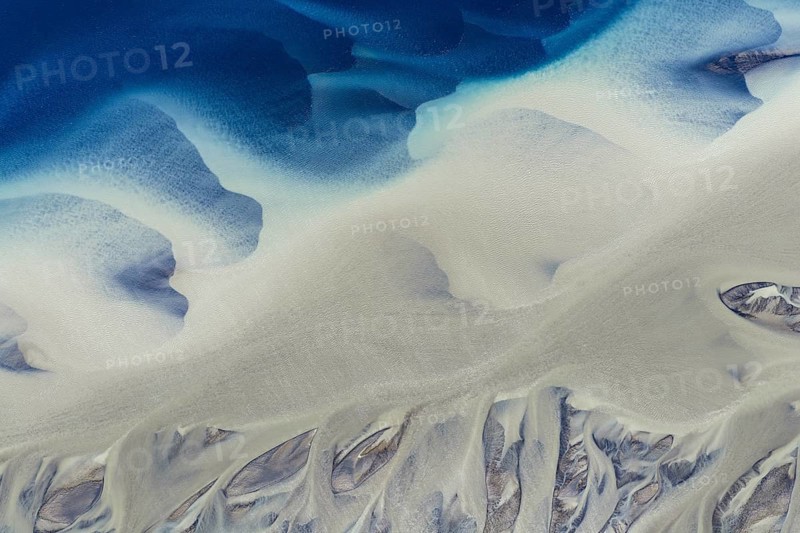 Branching course of a glacial river, abstract structures, South Iceland, Iceland