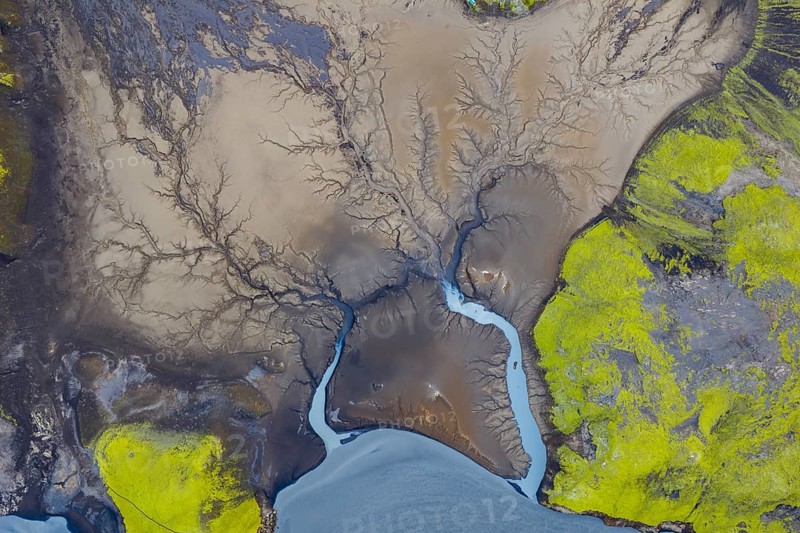 Abstract structures in the riverbed, Icelandic Highlands, Iceland