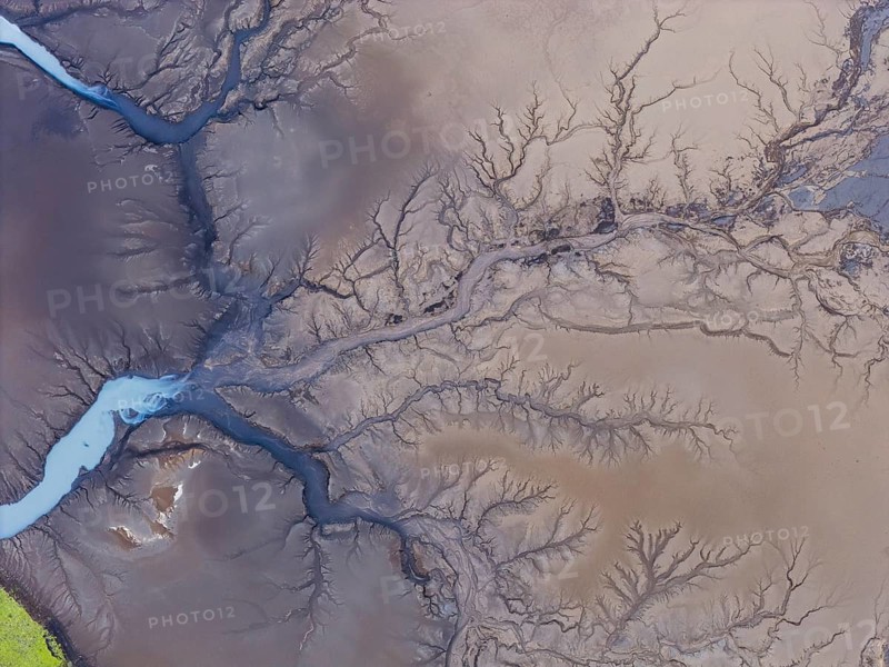 Abstract structures in the riverbed, Icelandic Highlands, Iceland