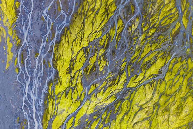 Branching course of a glacial river, Vatnajökull National Park, South Iceland, Iceland