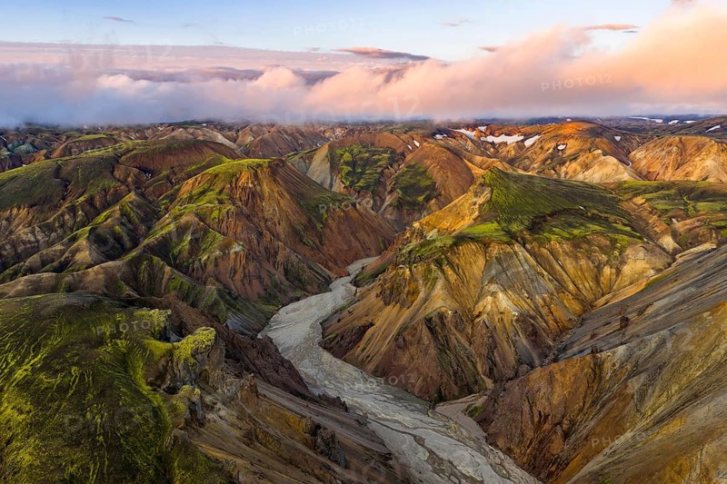 Rhyolite mountains in Landmannalaugar, Fjallabak Nature Reserve, Icelandic Highlands, Iceland