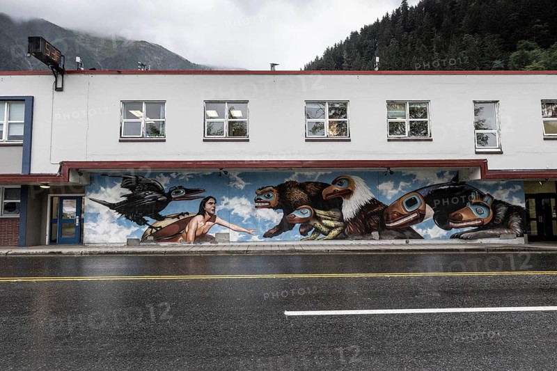 Painting on a house wall in Juneau, Alaska, USA