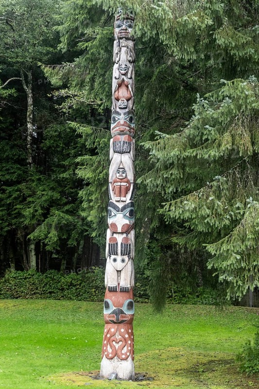 Totem poles, Totem Bight State Historical Park, Ketchikan, Alaska, USA