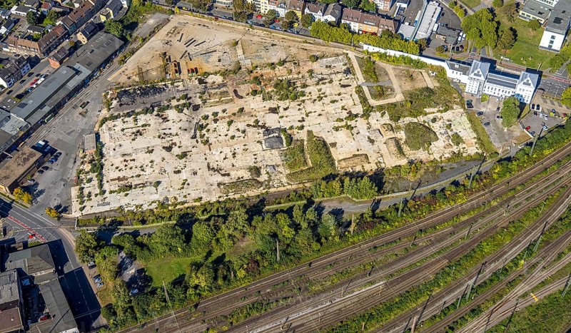 Aerial view, construction area WDI Westfälische Drahtindustrie between Wilhelmstraße and Banningstraße, centre, Hamm, Ruhr area, North Rhine-Westphalia, Germany, construction work, construction area, construction site, building plots, construction project, construction site, DE, Europe, commercial enterprise, commercial area, commercial property, commercial site, commercial use, industrial area, industrial site, aerial photograph, aerial photography, aerial photography, new building, overview, bird's eye view, birds-eyes view, overview