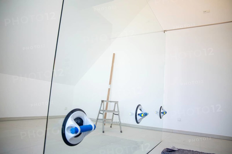 Newly installed shower screen in a luxurious new bathroom