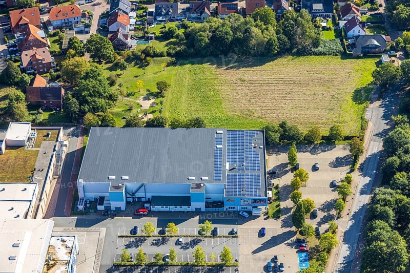 Aerial photo, beta Finanz Eissportarena Hamm, Uentrop, Hamm, Ruhr area, North Rhine-Westphalia, Germany, DE, ice rink, Europe, events, culture, art, aerial photography, aerial photography, aerial photography, sports, theatre, overview, events, venue, event location, event centre, bird's eye view, birds-eyes view, cultural use, overview